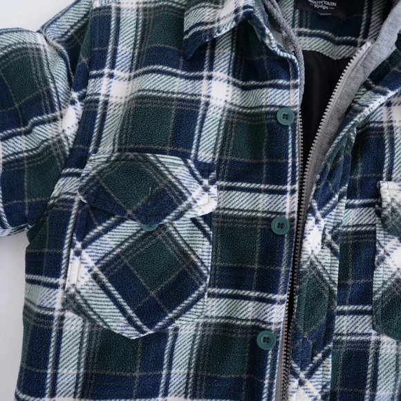 Mountain Ridge Flannel Zip Up with Hoodie Shacket Jacket - Small - Picture 11 of 13